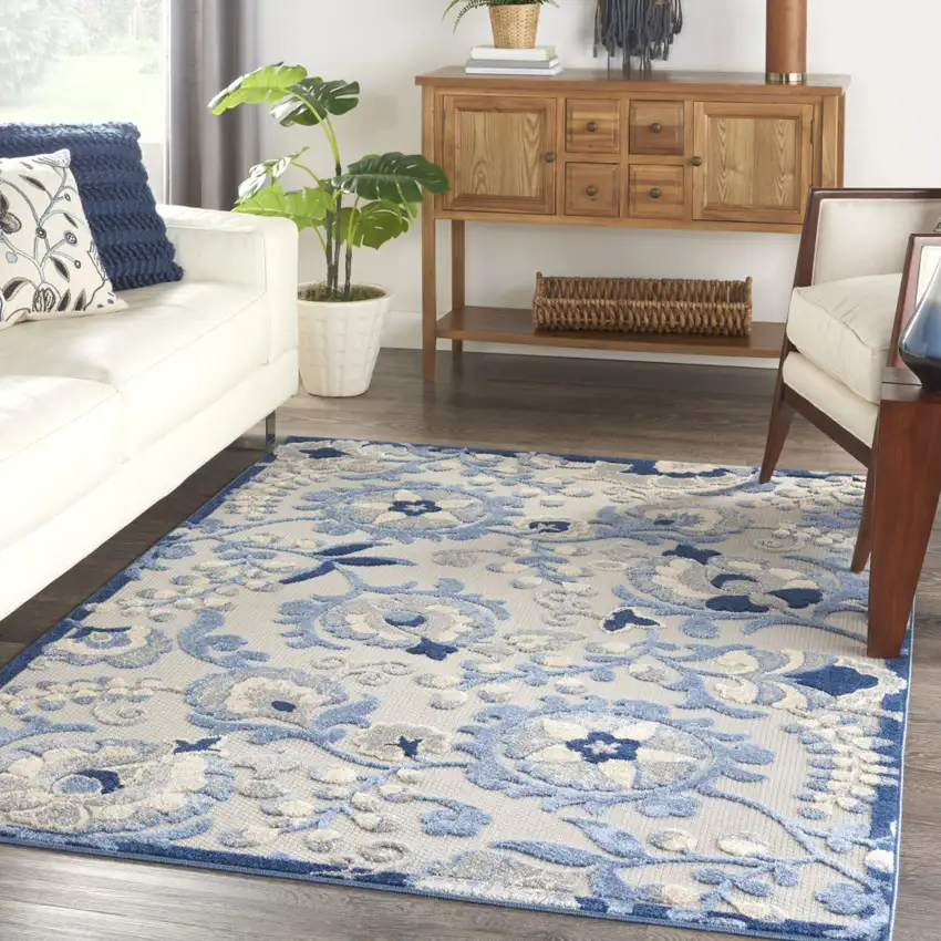 Blue And Gray Indoor Outdoor Area Rug Photo 9
