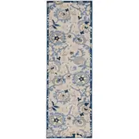 Photo of Blue And Grey Toile Non Skid Indoor Outdoor Runner Rug