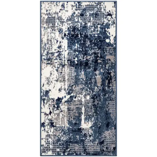Blue And Ivory Abstract Area Rug Photo 9