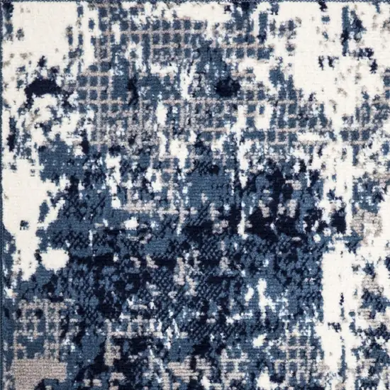 Blue And Ivory Abstract Area Rug Photo 8