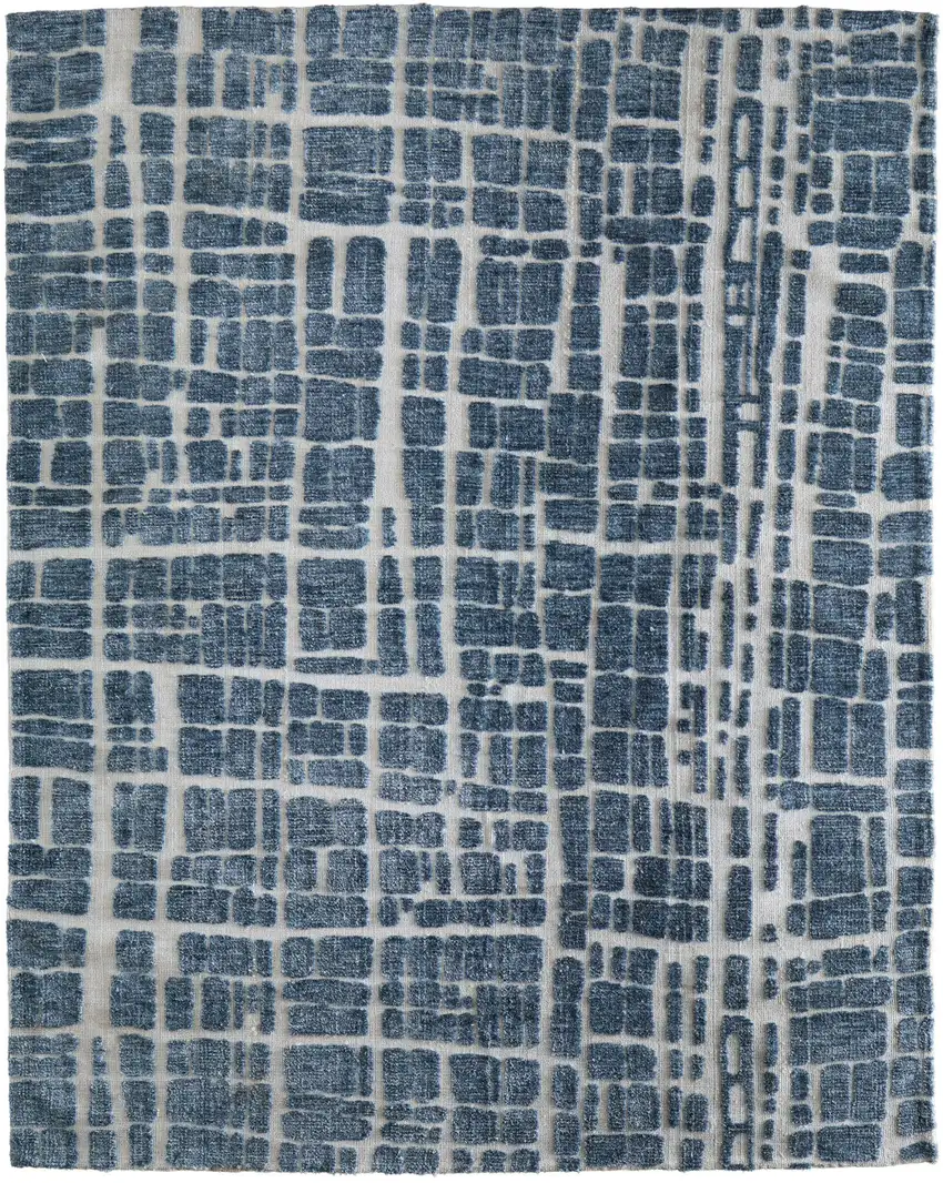 Blue And Ivory Abstract Area Rug Photo 6