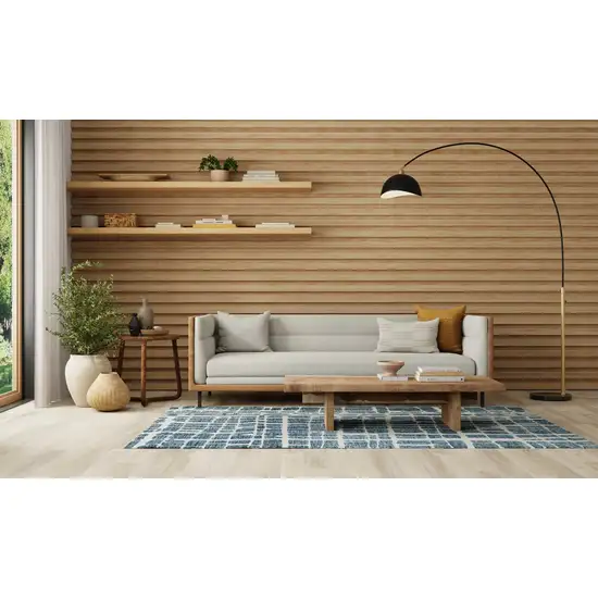 Blue And Ivory Abstract Area Rug Photo 5