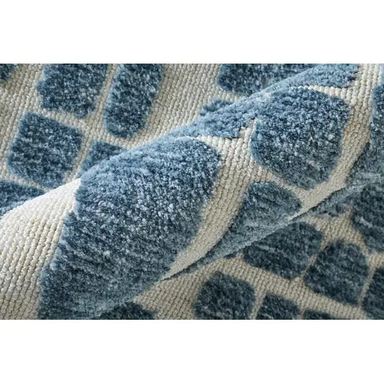 Blue And Ivory Abstract Area Rug Photo 3