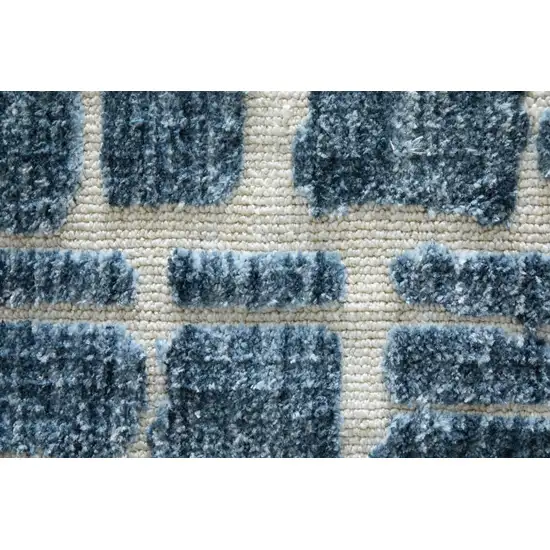 Blue And Ivory Abstract Area Rug Photo 8