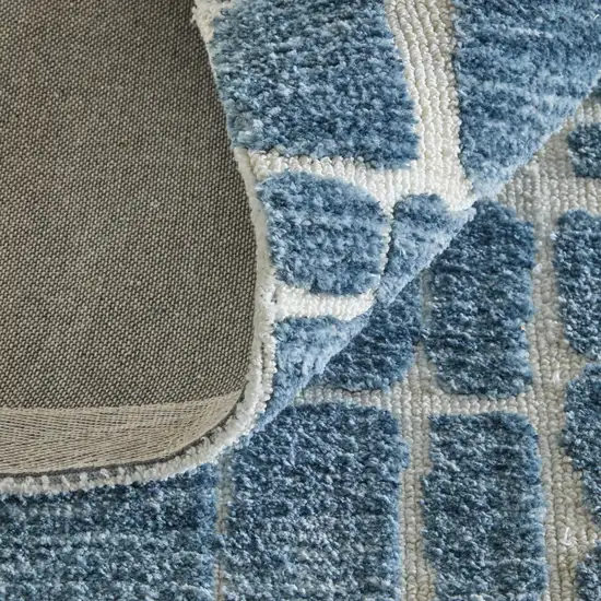 Blue And Ivory Abstract Area Rug Photo 9