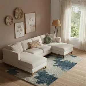 Photo of Blue And Ivory Abstract Area Rug