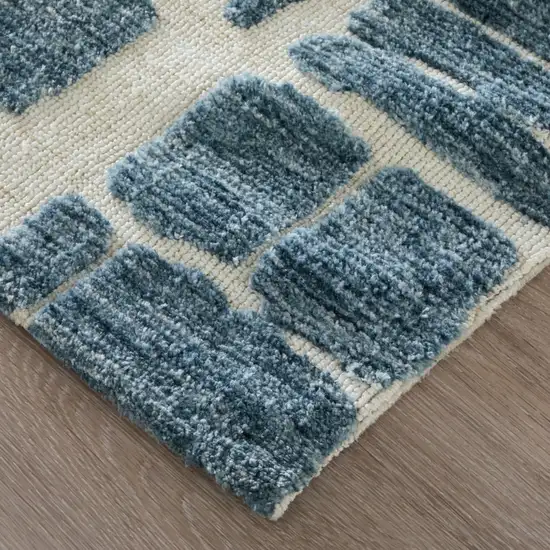 Blue And Ivory Abstract Area Rug Photo 7