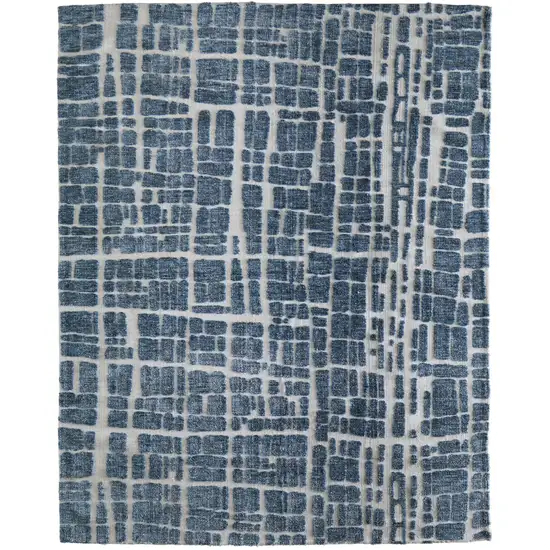 Blue And Ivory Abstract Area Rug Photo 6