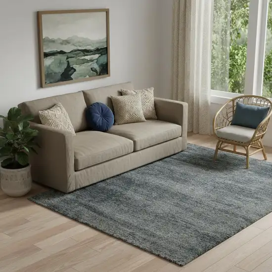 Blue And Ivory Abstract Area Rug Photo 1