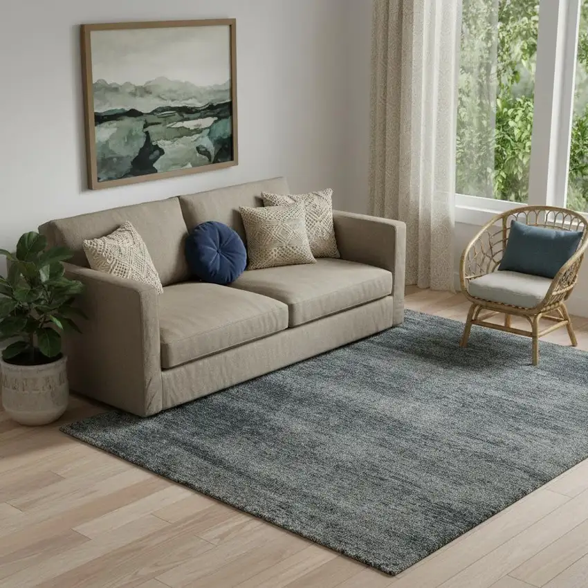 Blue And Ivory Abstract Area Rug Photo 1