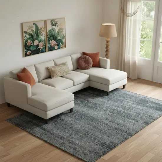 Blue And Ivory Abstract Area Rug Photo 1