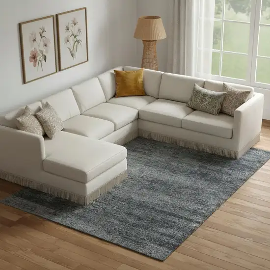 Blue And Ivory Abstract Area Rug Photo 1