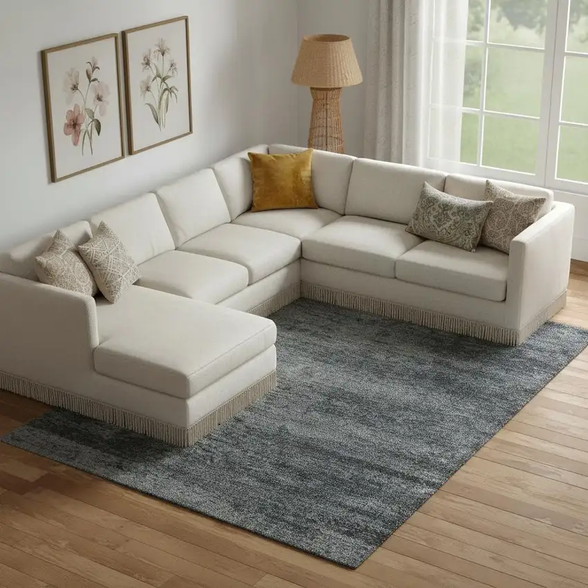 Blue And Ivory Abstract Area Rug Photo 1