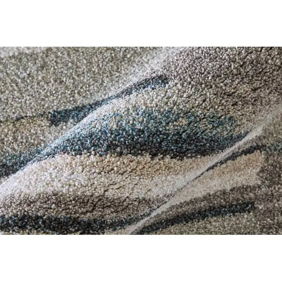 Blue And Ivory Abstract Area Rug Photo 8