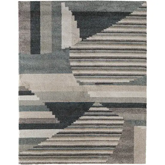 Blue And Ivory Abstract Area Rug Photo 7