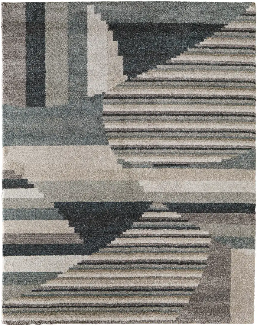 Blue And Ivory Abstract Area Rug Photo 7