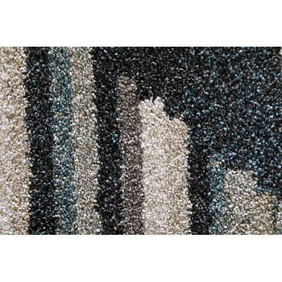 Blue And Ivory Abstract Area Rug Photo 9