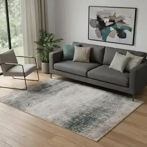 Photo of Blue And Ivory Abstract Area Rug
