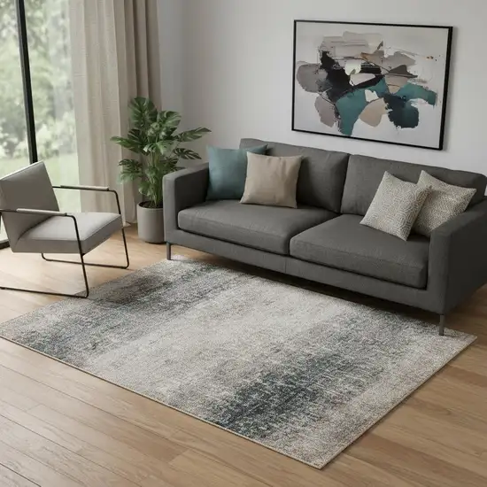 Blue And Ivory Abstract Area Rug Photo 1
