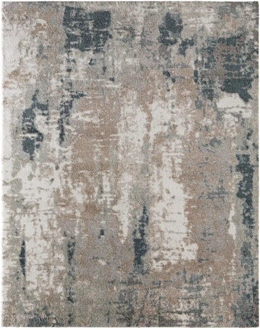 Blue And Ivory Abstract Area Rug Photo 2