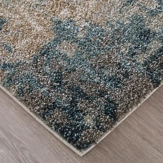 Blue And Ivory Abstract Area Rug Photo 7