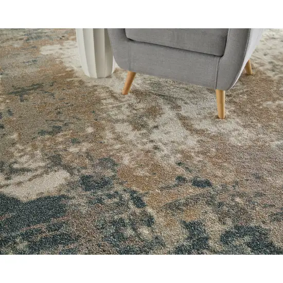 Blue And Ivory Abstract Area Rug Photo 5