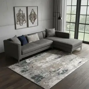 Photo of Blue And Ivory Abstract Area Rug