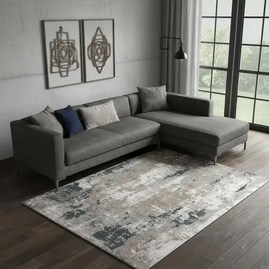 Blue And Ivory Abstract Area Rug Photo 1