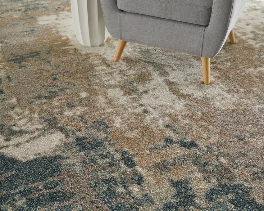 Blue And Ivory Abstract Area Rug Photo 5