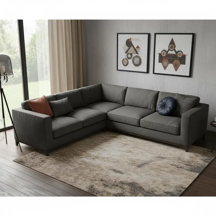 Blue And Ivory Abstract Area Rug Photo 1