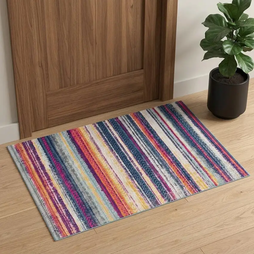 Blue And Ivory Abstract Area Rug Photo 1