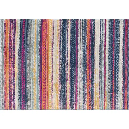 Blue And Ivory Abstract Area Rug Photo 2