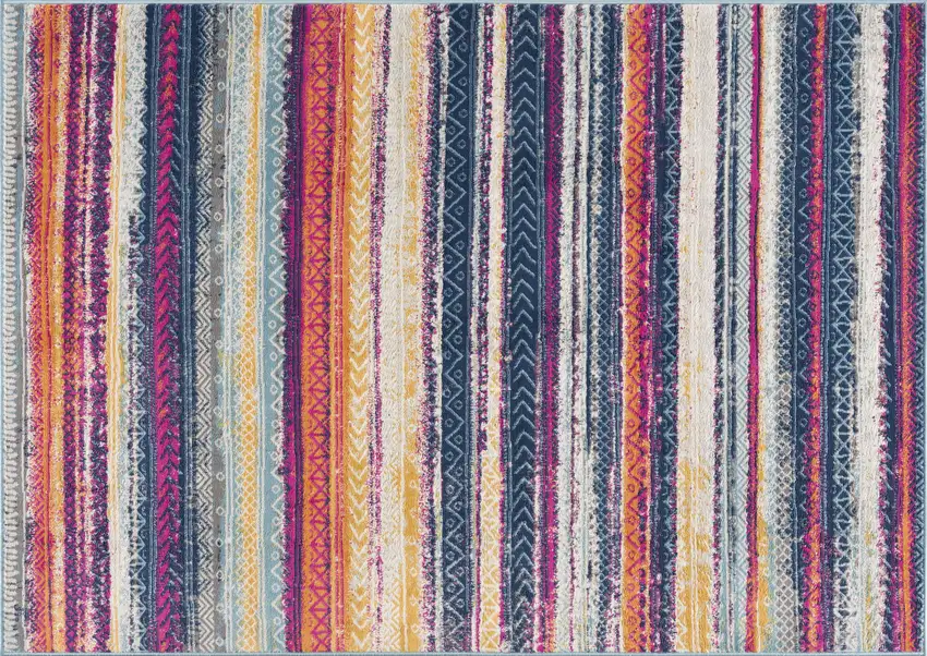Blue And Ivory Abstract Area Rug Photo 2