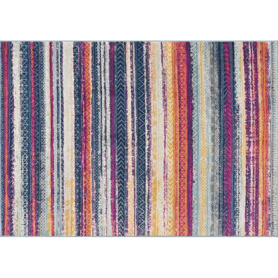 Blue And Ivory Abstract Area Rug Photo 4