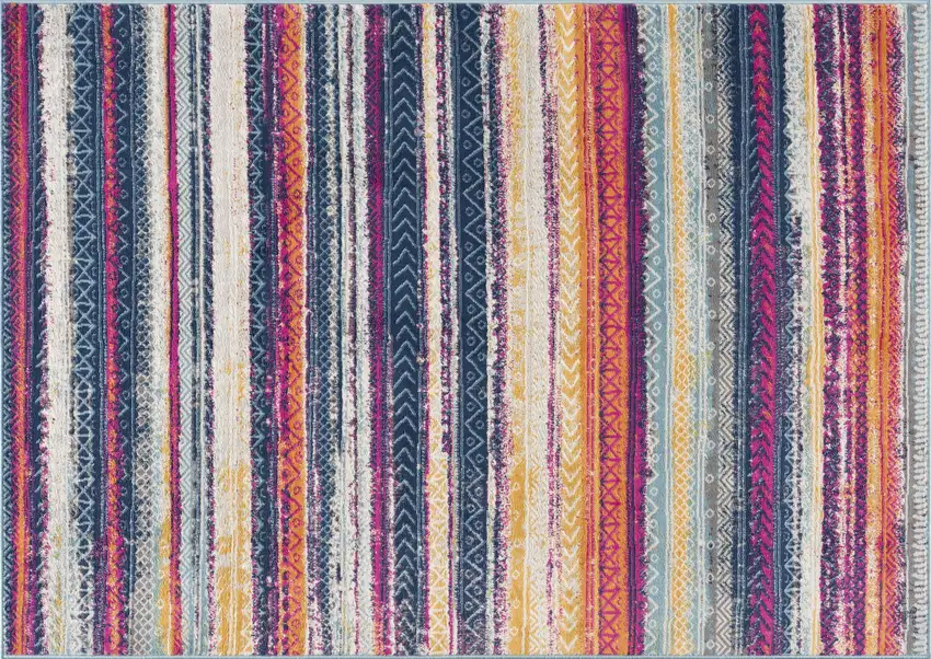 Blue And Ivory Abstract Area Rug Photo 4