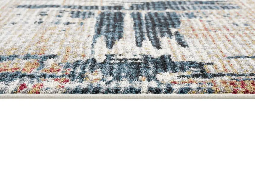 Blue And Ivory Abstract Area Rug Photo 9