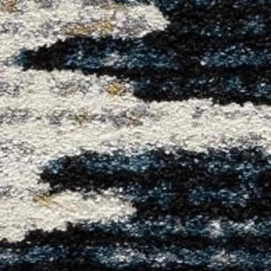 Blue And Ivory Abstract Area Rug Photo 9