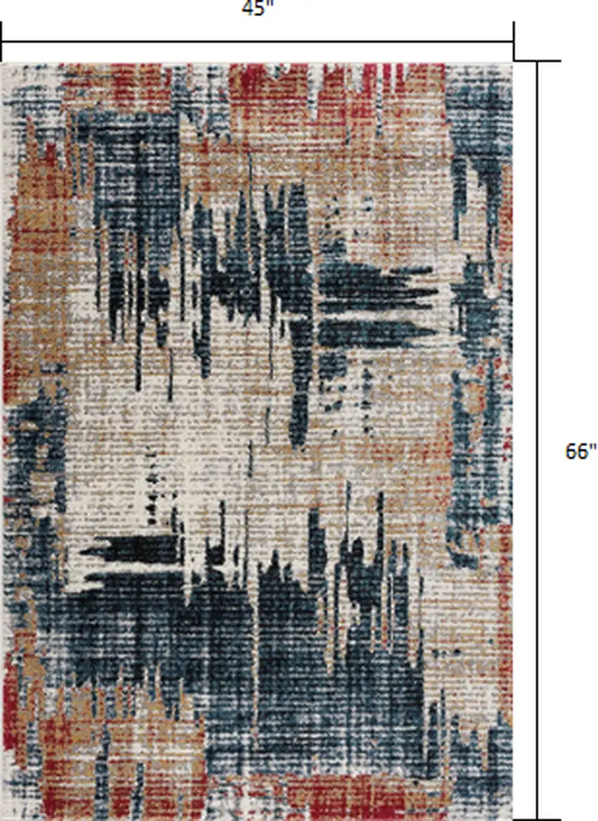 Blue And Ivory Abstract Area Rug Photo 5