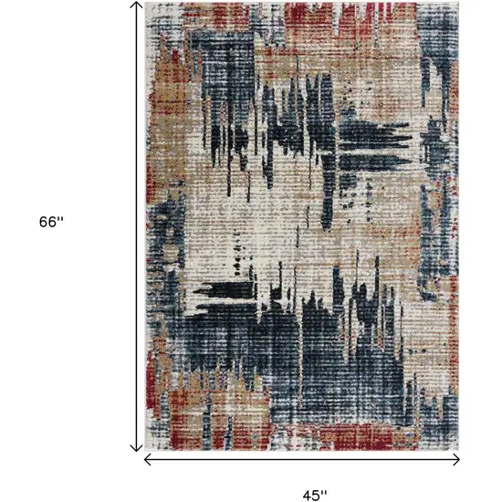 Blue And Ivory Abstract Area Rug Photo 8