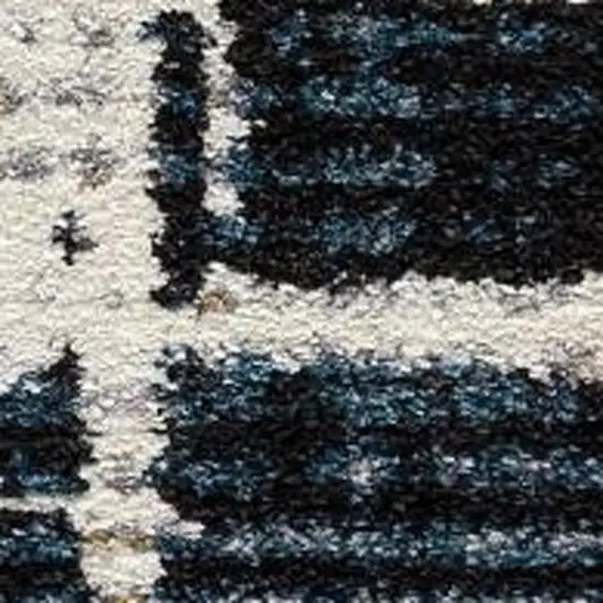 Blue And Ivory Abstract Area Rug Photo 3