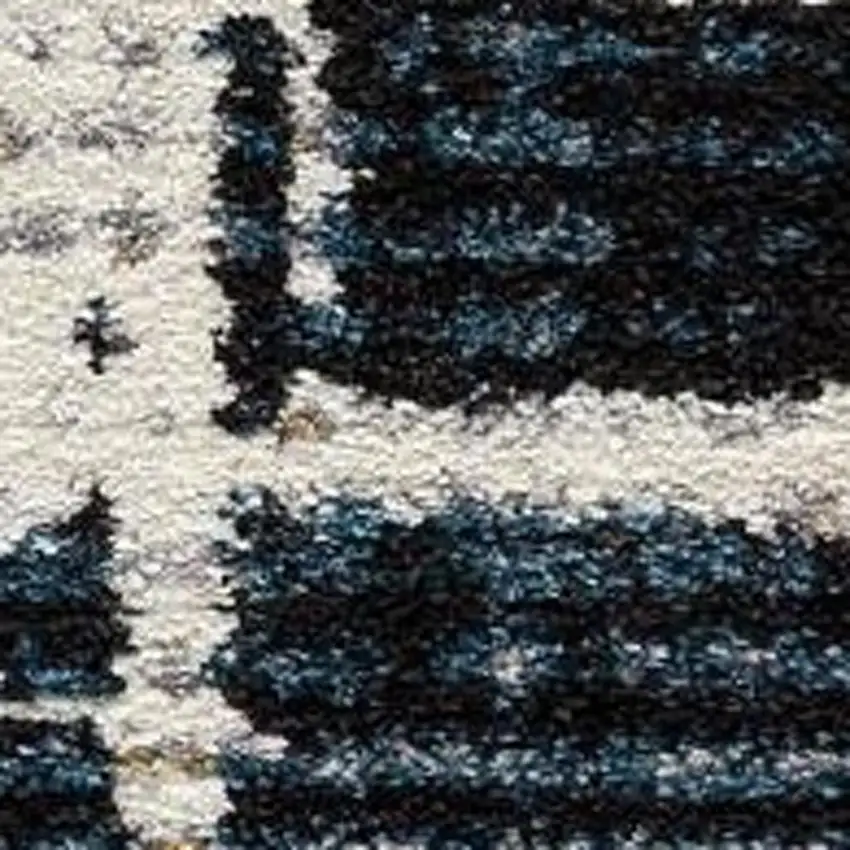 Blue And Ivory Abstract Area Rug Photo 3