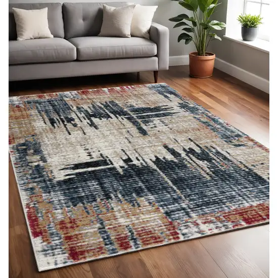 Blue And Ivory Abstract Area Rug Photo 2