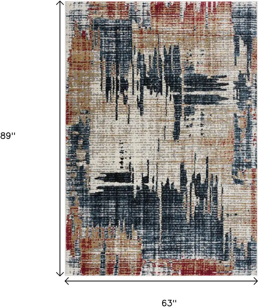 Blue And Ivory Abstract Area Rug Photo 7