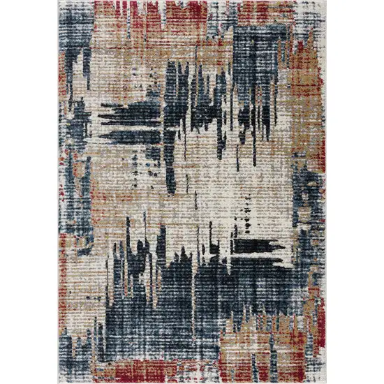 Blue And Ivory Abstract Area Rug Photo 4