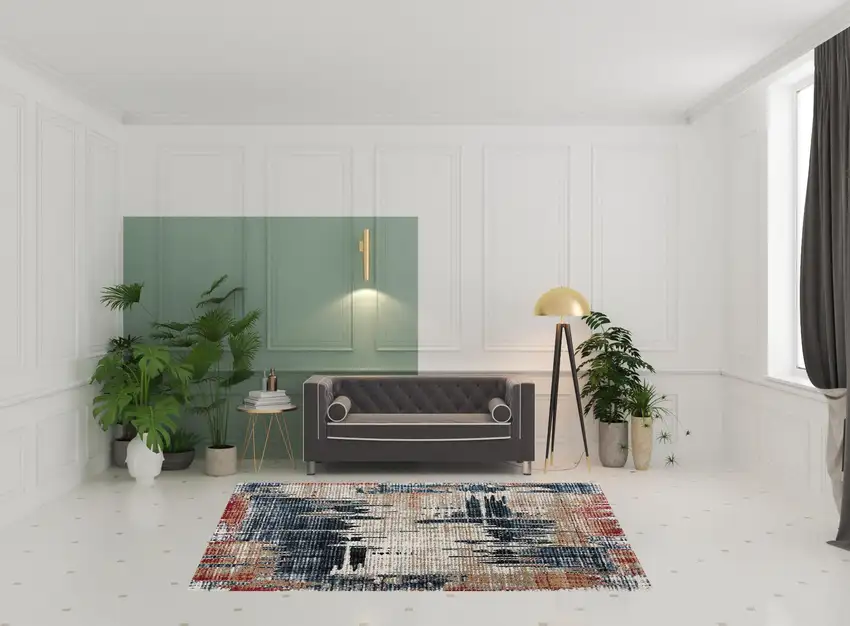 Blue And Ivory Abstract Area Rug Photo 2