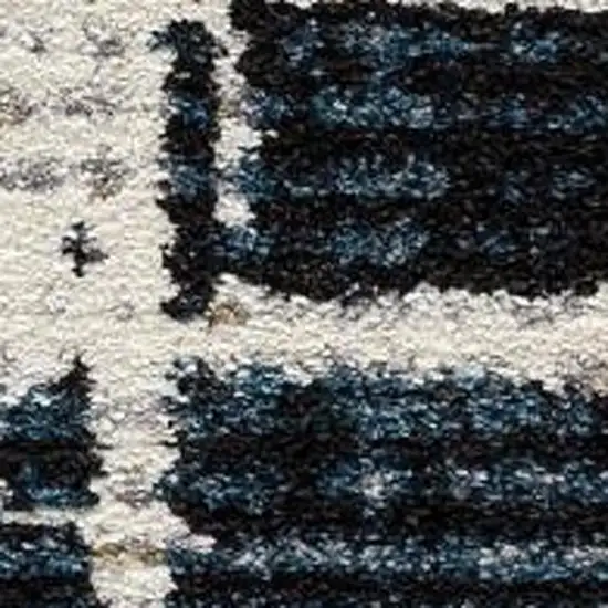 Blue And Ivory Abstract Area Rug Photo 3