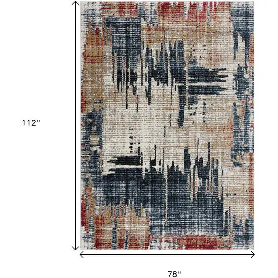 Blue And Ivory Abstract Area Rug Photo 9