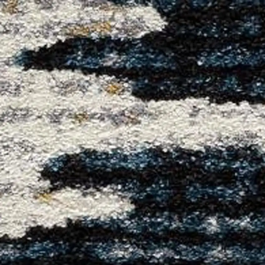 Blue And Ivory Abstract Area Rug Photo 8