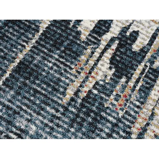Blue And Ivory Abstract Area Rug Photo 7