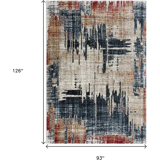 Blue And Ivory Abstract Area Rug Photo 8